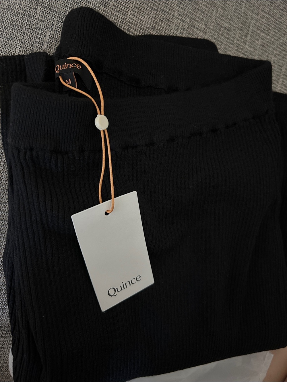 Quince Black Ribbed Maternity Cashmere Pants Medium